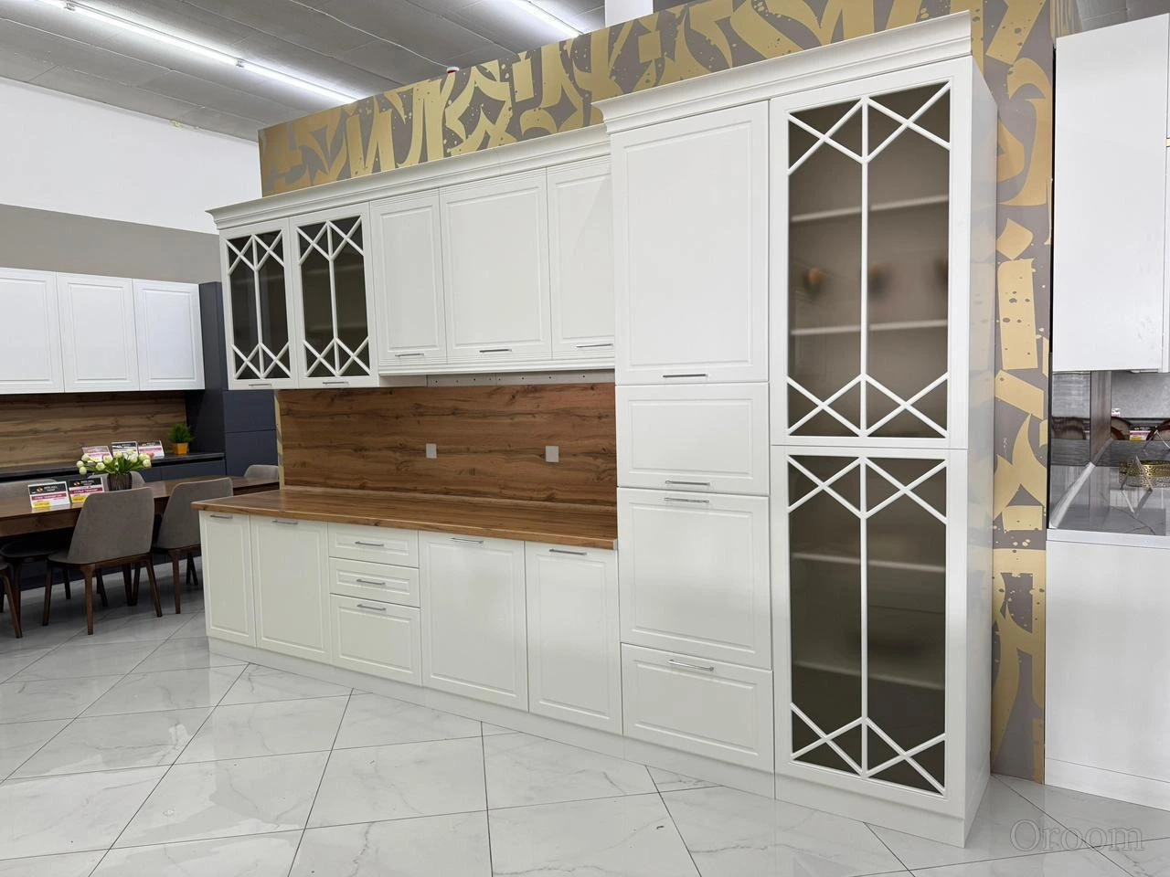 Кухня Кристалл 2.70 / айвори стекла матовые