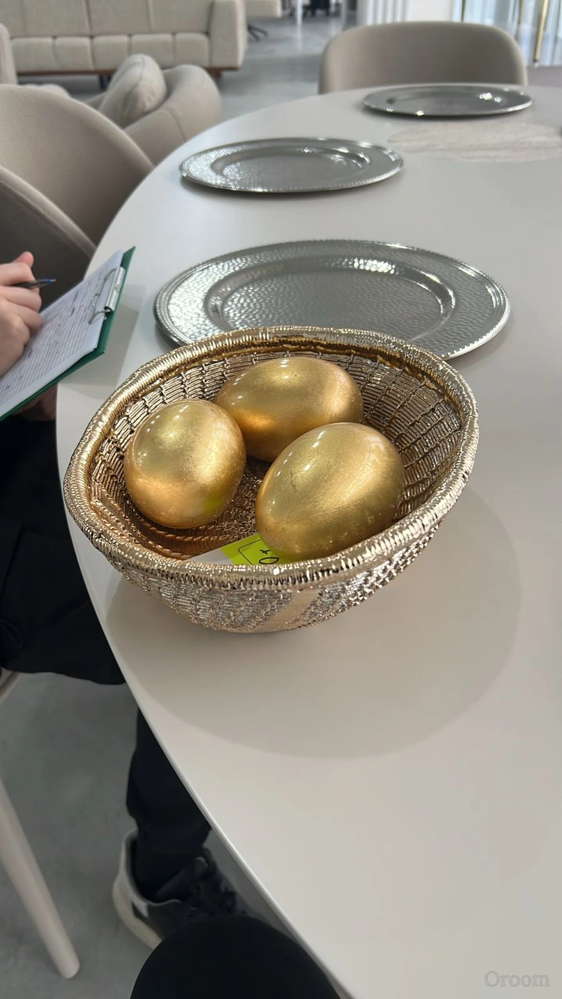 Комплект настольных украшений Корзина с яйцами (золото)